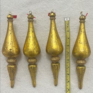 Ornaments -Gold asymmetrical Christmas finial ornaments